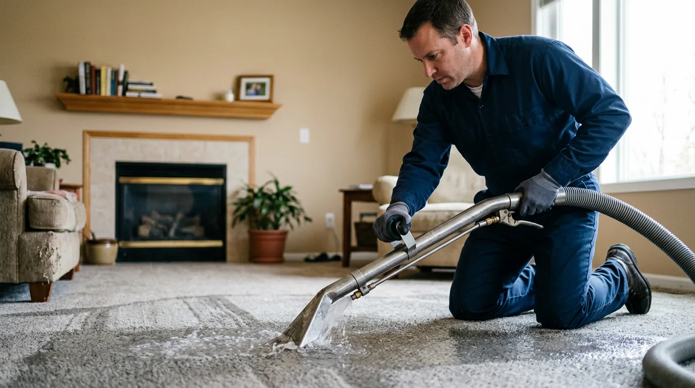 Water damage restoration technician working near Sagamore, MA